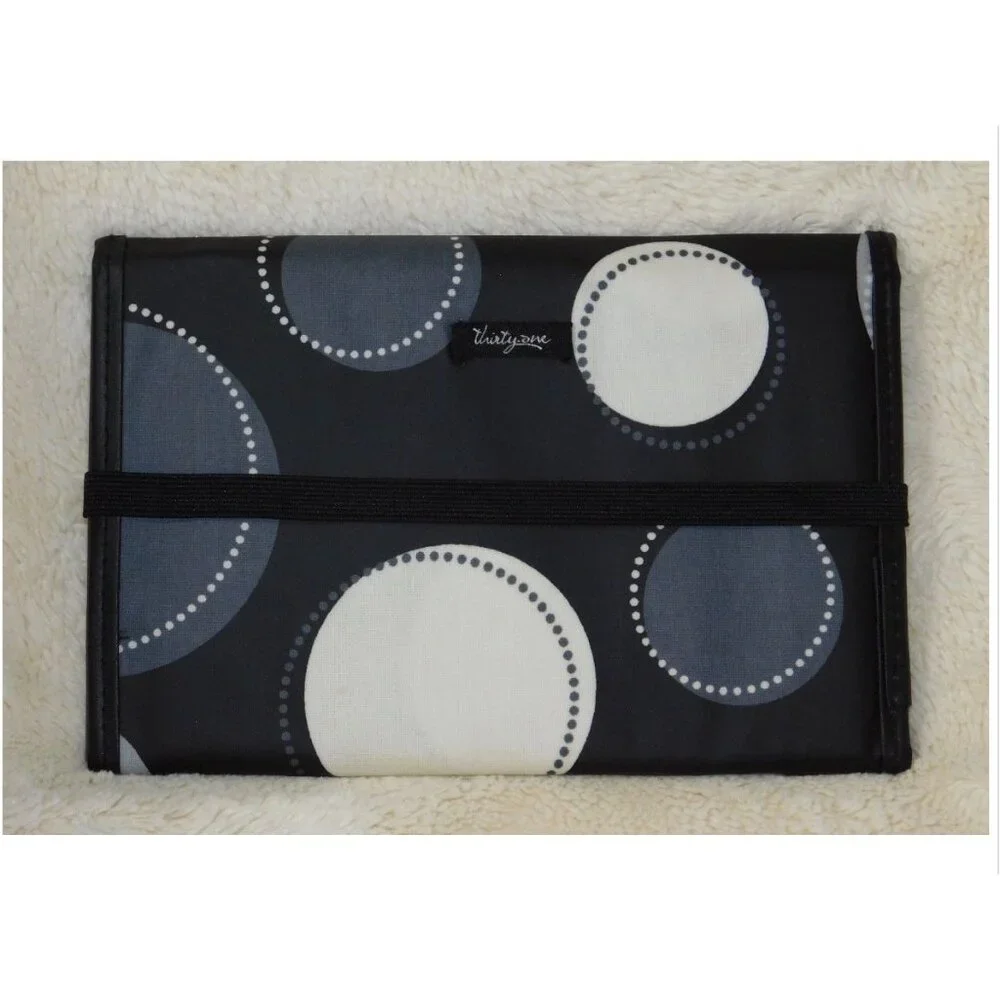 Thirty-One Black Happy Dot Tri-Fold and Go Organizer Notepad Holder